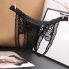 AnnSemo Women's Floral Lace Thongs Sexy Underwear Crotchless Seamless G-String Soft Comfortable See Through Knickers Cheeky Back Hipster Lacy Bikini Sheer Mini Briefs for Valentines Gift view 2