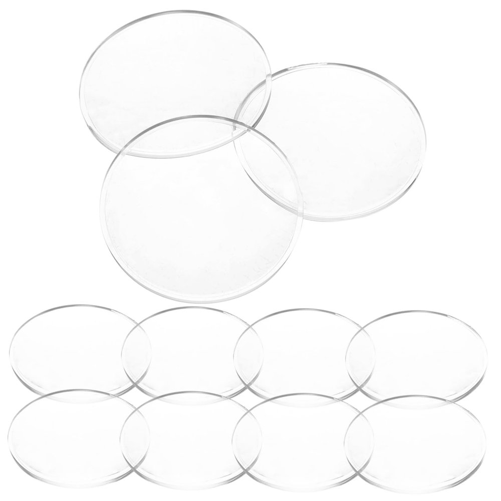 NOLITOY 40pcs Double Convex Acrylic Lens 42mm Diameter 7.5mm Thickness Magnifying Glasses for Crafts and Jewelry Inspection, Portable Optical Replacement Lens for Watch and Map Use