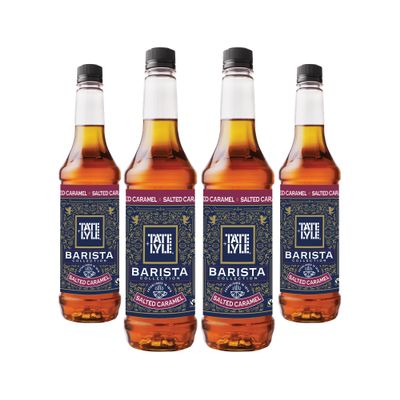Tate & Lyle - Salted Caramel Syrup - Fairtrade Syrup Set, Vegan and Vegetarian Friendly - Salted Caramel Coffee Syrup, Cold and Hot Drinks - Produced in the UK - 4 x 750ml