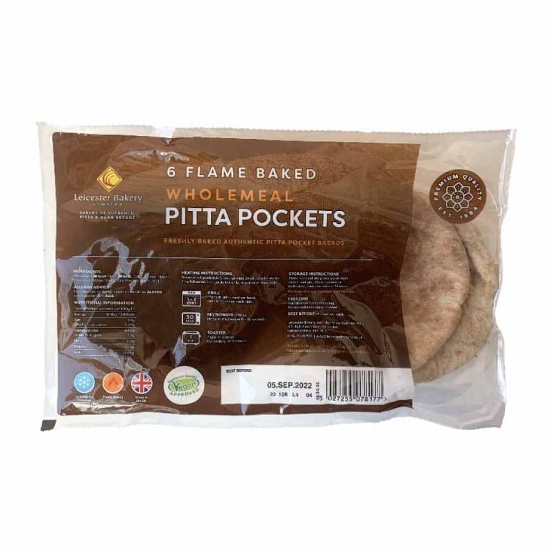 DhaLeicester Bakery Wholemeal Pocket Pitta Bread 1x6's MAS Pack of 3