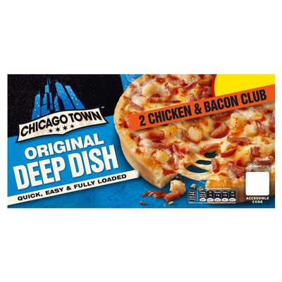 Chicago Town 2 Deep Dish Chicken & Bacon Club Mini Pizzas 2 x 156g (PMP) 312g Pack of 3