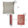 2PCS Cast Iron Scrubber, Stainless Steel Silicone Core Skillet Chainmail Scrubber Brush for Cleaning Pans, Cookware, Cups view 2