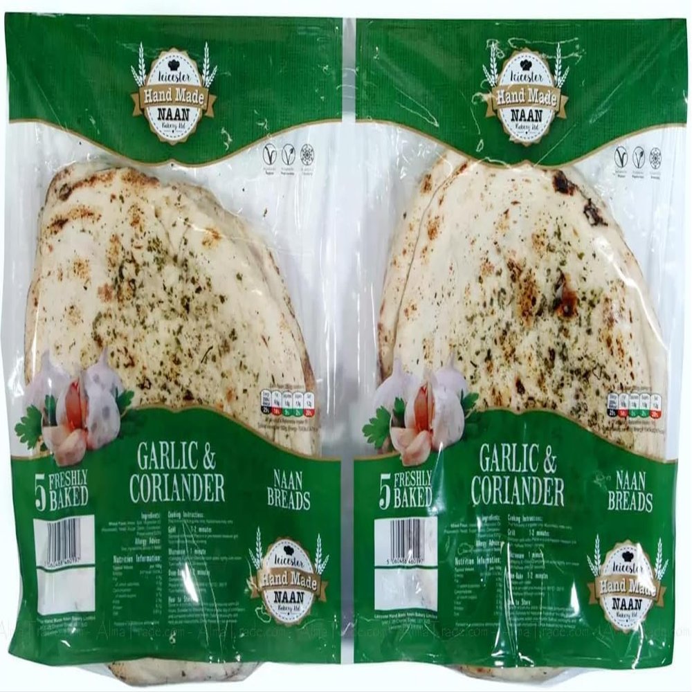 Garlic & Corriander Naan freshly baked 10 pcs, ready to eat, heat and eat with curries, chutneys, dhals or make wraps