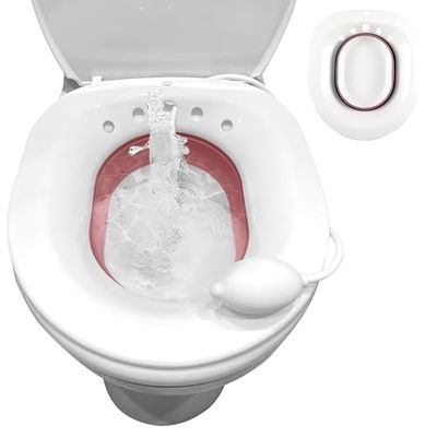 Joey&Viggy Sitz Bath for Toilet | Hemorrhoids Treatment & Postpartum Essentials | Portable Bath for Elderly Essentials, Yoni Steam, Haemorrhoids & Piles Treatment (Pink & White)