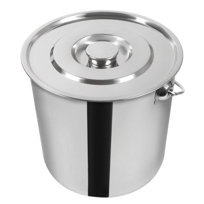 Bucket with Lid, Stainless Steel Container with Lid, Round Kitchen Bucket with Handle for Food, Chemistry, Washing Powder, Adhesives, Suitable (20 Litres)