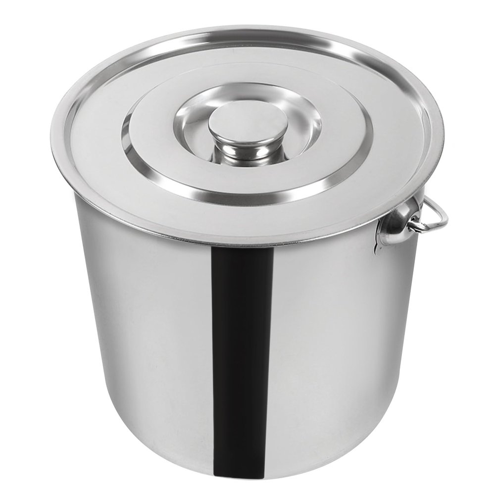 Bucket with Lid, Stainless Steel Container with Lid, Round Kitchen Bucket with Handle for Food, Chemistry, Washing Powder, Adhesives, Suitable (20 Litres)