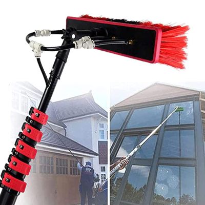 12-36ft Window Cleaning Pole, Water Fed Telescopic Brush, Extendable Photovoltaic Panel Cleaning Brushes, Solar Panel Cleaning Brush Can Spray Water,12ft/3.6m-35cmBrushhead