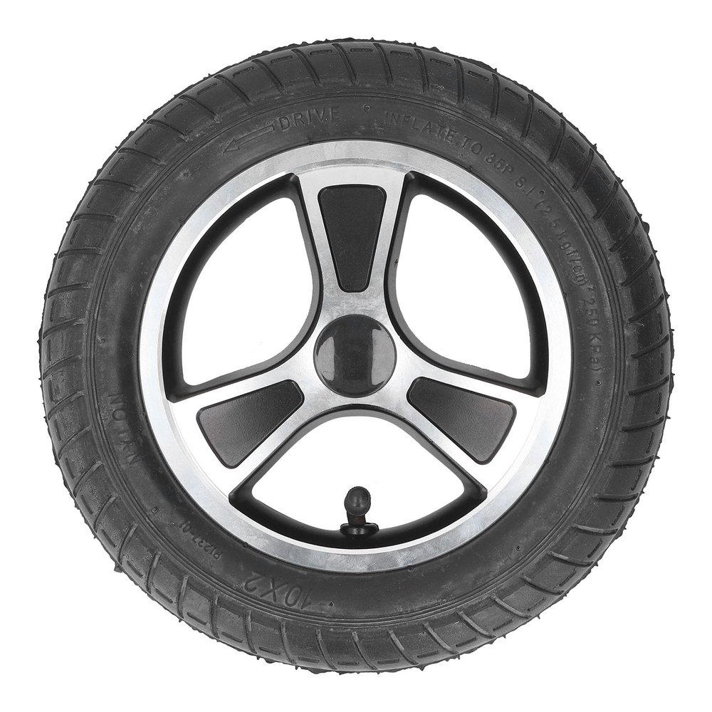 10 Inch Wheelchair Wheel Alloy Hub Rubber Tread Non Slip Inflatable Wheelchair Rear Caster Replacement Electric Wheelchair Wheels PU Alloy Steel Rear Wheel