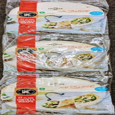 24pcs Vegan Tortilla Wraps Soft and Silky made with extra virgin olive oil mexican meals or for Sandwiches and Kebab Rolls, Large Size of (3x8) 24pcs for family parties or at work