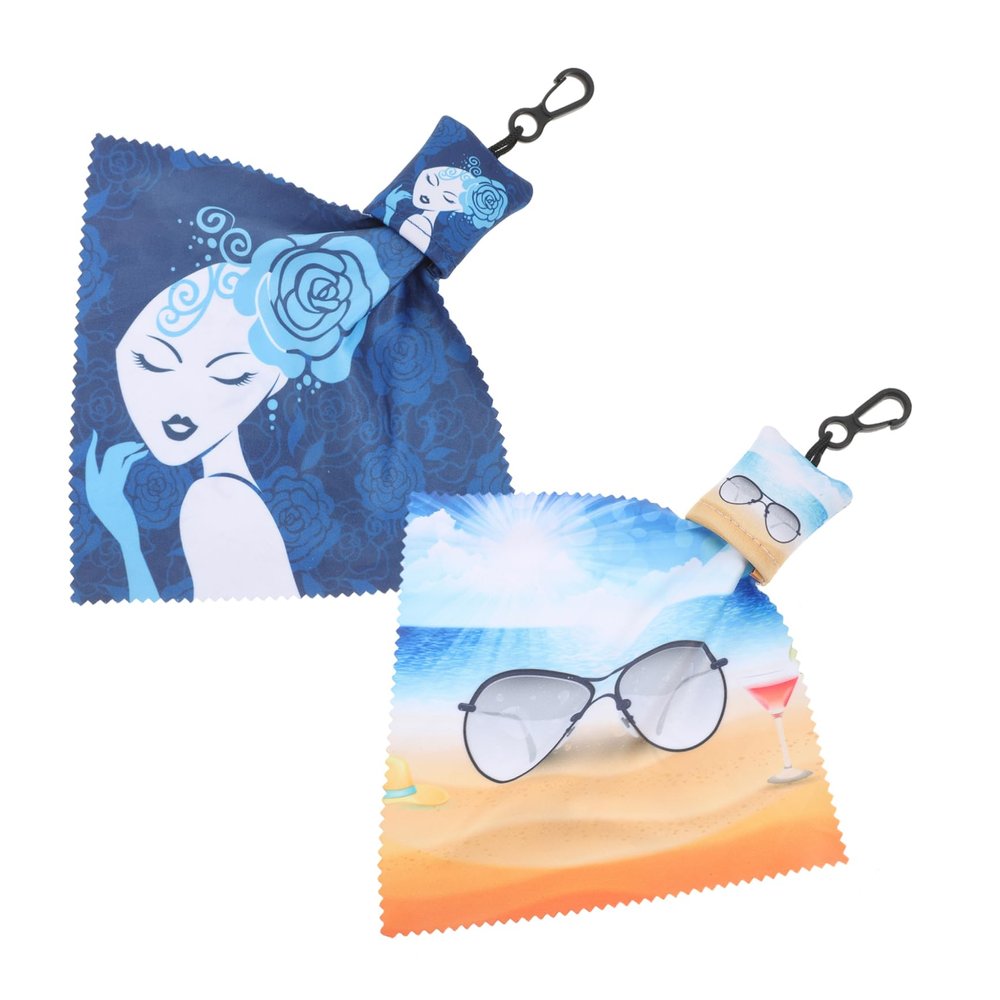 2PCS Portable Eyeglass Cleaning Cloths with Keychain Microfiber Lens Wipes for Glasses Sunglasses and Computer Screens for Travel and Everyday Use