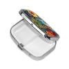 2-Compartment Mini Pill Case, Embroidered Flowers Retro Pocket-Sized Medicine Organizer for Travel view 2