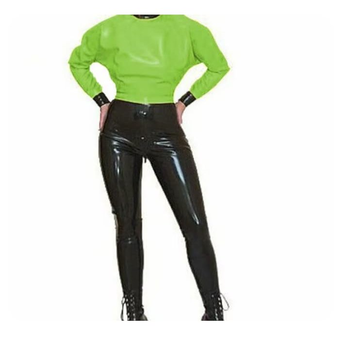 YGZHANYUANOKU Natural Latex Uniform Apple Green And Black Suit Set, Customize,Apple Green And Black,M
