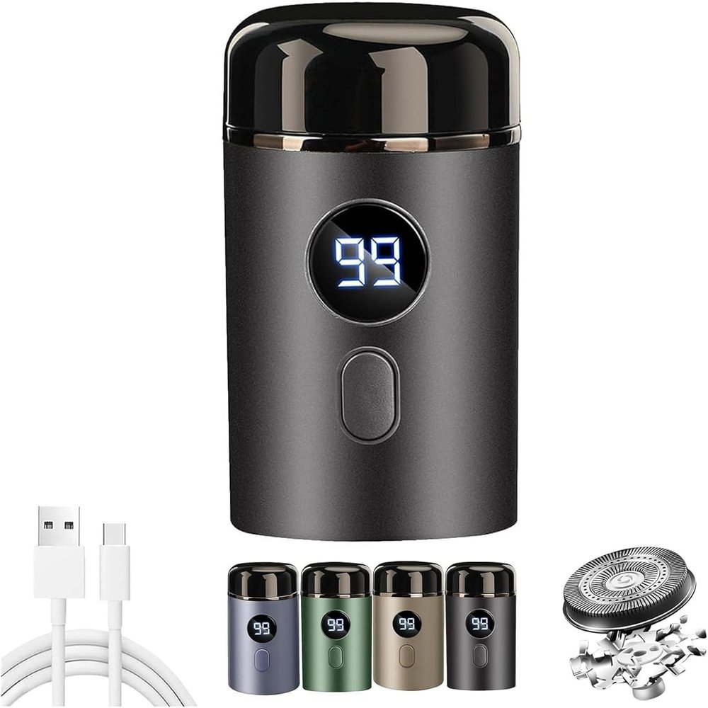 2025 New Mini Portable Electric Shaver, Upgrade Mini Shaver Pocket Size Washable Electric Razor for Men, Ipx-7 Waterproof, USB Rechargeable (Black)