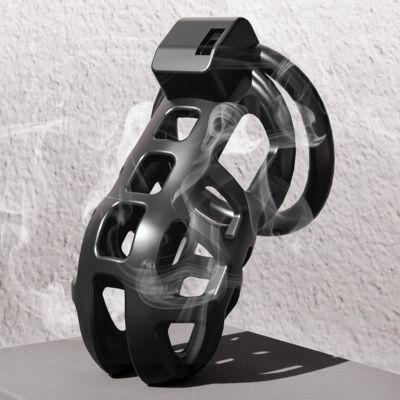 Breathable Black Resin cage for Men with Locking Protection and 3 Fixing Rings (47mm/51mm/53mm) (L)