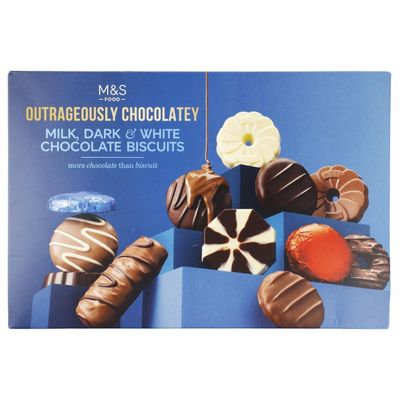 M&S outrageously Biscuit Selection - Milk, Dark & White Chocolate Selection 450g