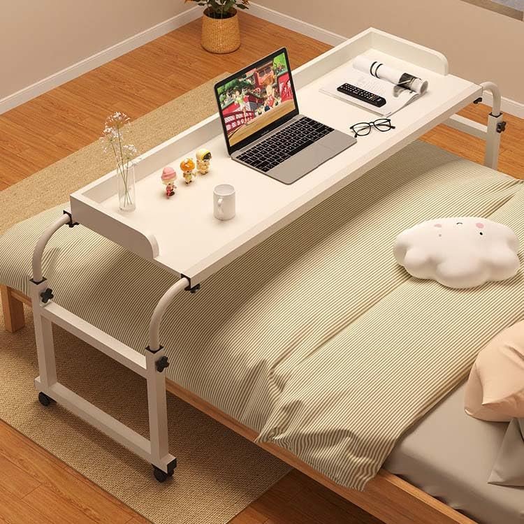 Bed Desk Over Table Over Bed Desk 140x40cm, Overbed Table, Mobile Overbed Desk, Desk with 4 Wheels Computer Desk Height Adjustable 65-95cm Table for Home and Hospital