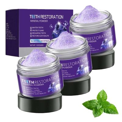Teeth Restoration Mineral Powder, Dental Restoration Mineral Powder, Natural Teeth Whitening Powder, Mineral Tooth Powder, Teeth Whitening Essence,Strengthening Teeth,Protect Gums & Freshen Breath (3)
