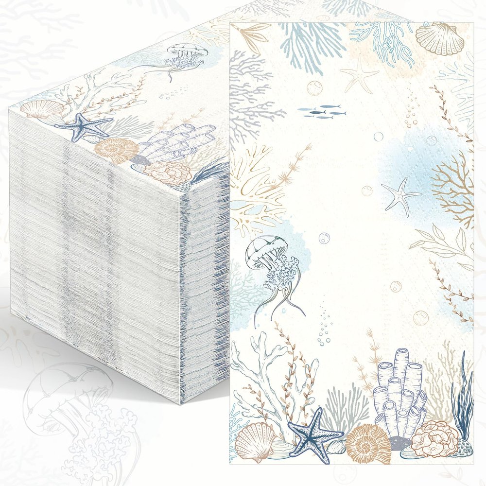 Yeaqee Napkins Paper Guest Towels 2 Ply Decorative Napkins Disposable Bathroom Napkins Disposable Hand Towel for Kitchen Harvest Party Dinner(Striped)