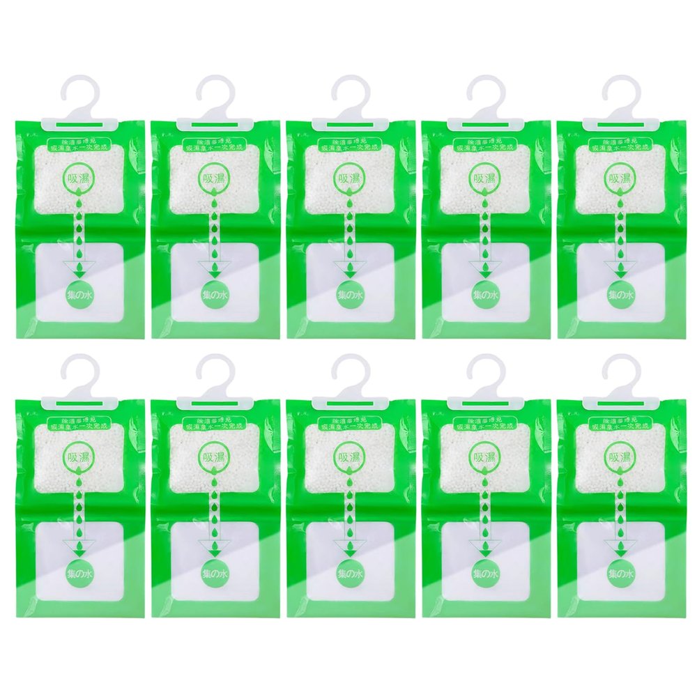 Calcium Chloride Granules Moisture Absorbers Wardrobe Dehumidifier Hanging Bags Pack of 10, Trap, Condensation, Dehumidifiers for Damp, Mould, Bedroom, Caravan, Bathroom, Basement, Office (80g)