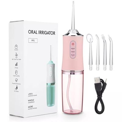 4 in 1 Portable Oral Irrigator, 1 Box Rechargeable Electric Water Flosser & Accessories for Men & Women, Household Daily Oral Care Tool for Home & Travel, Cordless Deep Cleansing Gift (Pink)