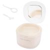Denture Bath Case with Mirror, False Teeth Container Cups Holder for Storage Soaking Travel Cleaning, Mouth Guard Retainer Case Kit with Strainer Basket, Removal Tool and Cleaning Brush (White) view 1