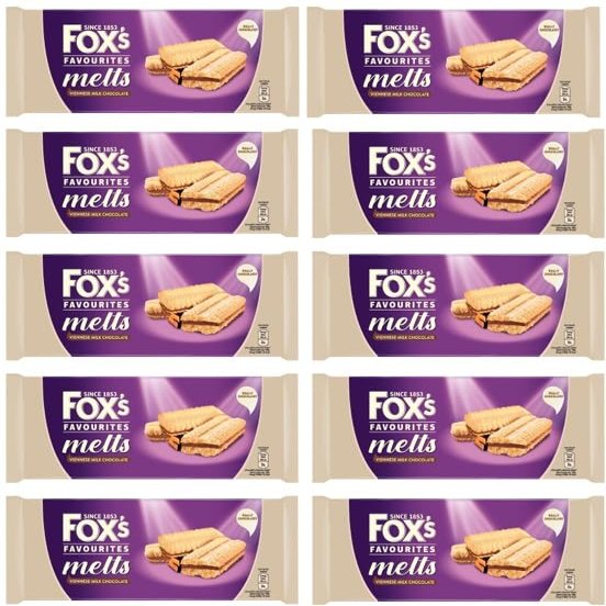 Fox Favourites Melts Viennese Milk Chocolate 120g | Viennese Biscuits Sandwiched with Milk Chocolate | Ideal for afternoon treats | Available for Hampers Gifts for all Occasions. (Pack of 10)