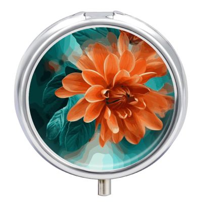 Teal and Flower Pill Box Pill Case Pill Organizer Medicine Pill Organizer Weekly Pill Organizer Pill Holder Small Pill Case Pill Containers Pill Holder for Purse