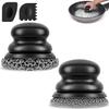 Onewly Cast Iron Scrubber (1Pack Black Coarse Mesh + 1Pack Black Fine Mesh) and and Scraper, Chain Mail Scrubber for Cleaning Stock Pots, Pans, Griddles, Grills, Cast Iron Skillets, Dish Scouring Pads view 1