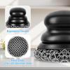 Onewly Cast Iron Scrubber (1Pack Black Coarse Mesh + 1Pack Black Fine Mesh) and and Scraper, Chain Mail Scrubber for Cleaning Stock Pots, Pans, Griddles, Grills, Cast Iron Skillets, Dish Scouring Pads view 3