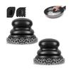 Onewly Cast Iron Scrubber (2 Black Coarse Mesh) and and Scraper, Chain Mail Scrubber for Cleaning Stock Pots, Pans, Griddles, Grills, Cast Iron Skillets, Dish Scouring Pads view 1