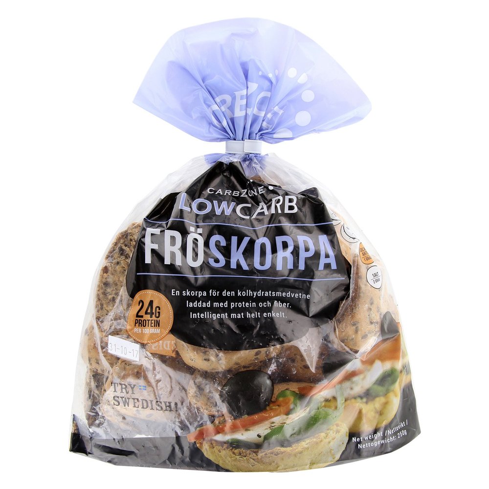CarbZone Low Carb FROSKORPA Crispy Rolls, High Protein, High Fibre, 24 Grams Protien Per 100 Grams, Vegan Friendly, No Added Sugar, No GMO, 25 Pieces, 225 Grams (Pack of 6)