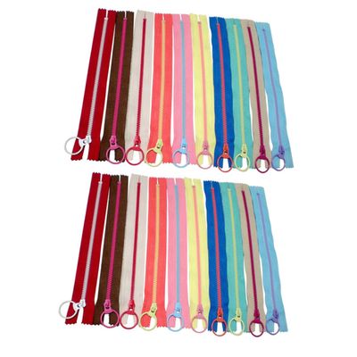 DIYEAH 20 Pcs Colorful Resin Zippers for Sewing with Ring Pull, Easy to Use and Washable DIY Clothes Accessories for Bags and Pouches, for Sewing Crafts Random Color