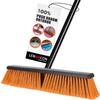18" Push Broom Outdoor Heavy Duty, Snow Broom with Long Handle, Shop Broom Garage Push Broom for Garden, Patio, Garage, Bathroom, Kitchen, Tub, Carpet, Tile, Deck, Concrete, Industrial (Orange) view 1