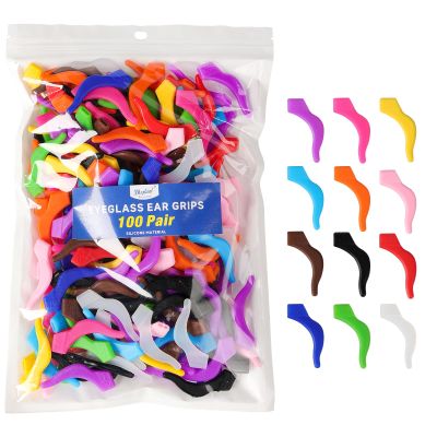 (100 Pair) Eyeglasses Ear Grips Silicone Material Soft for Adult 12 Color Eyewear Holder Anti Slip Glasses Shop and Eye Hospital (100 Pair Random Mix Color)
