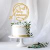 First Holy Communion Cake Topper, Christian Baptism, God Bless Cake Decor, Wedding Baptism Christening Baby Shower Birthday Party Decorations Gold Glitter view 4