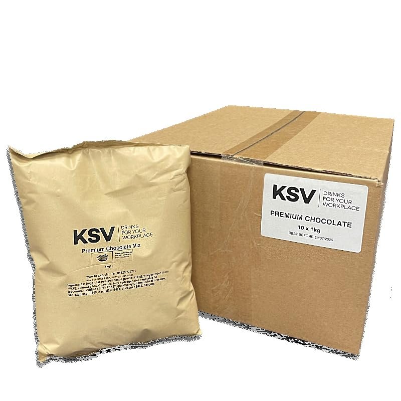 KSV Premium Hot Chocolate Powder for Vending Machines, 10 x 1kg Packs, Workplace Drink Mix