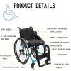 PNAJFUEL Adult Manual Wheelchair Ultra-Light Aluminum Alloy Wheelchair All-Terrain Sports Wheelchair/Black_36Cm/Add Armrests view 2