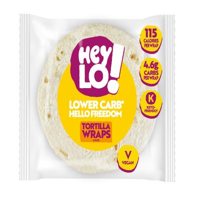 HeyLO Keto Wraps Soft & Malleable 4.6g Carbs Per Wrap High-Protein & Fibre for Low Carb Snacks or Meals Freezer-Friendly (6 Wraps)