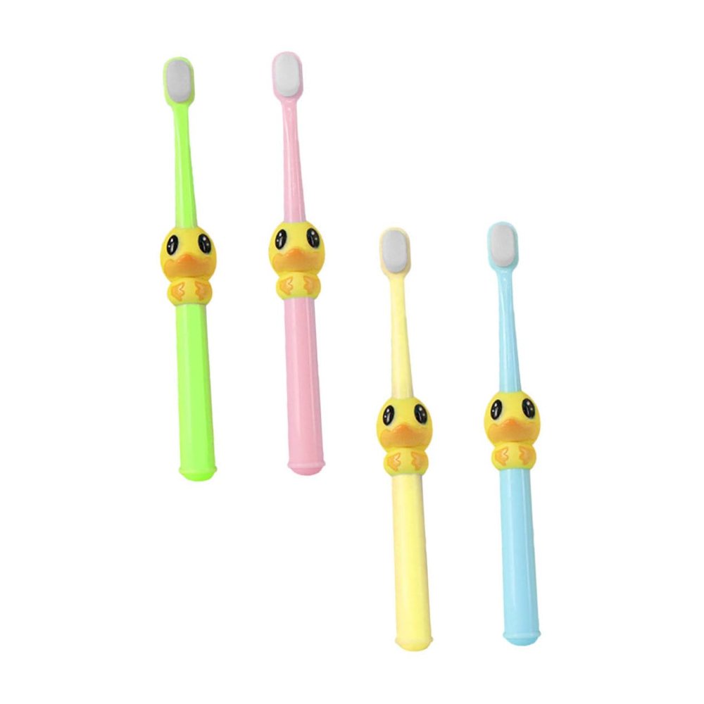 HOMOCONO 4pcs Kids Oral Care Toothbrush Set with Cartoon Bristle Design, Comfortable Pp Material and Adorable Shape, for Encouraging Healthy Teeth Cleaning Habits for Boys and Girls