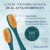 Royal Denta Manual Toothbrush, Medium Hard Firm Bristles for Adults, Dual Length Gold Infused Plaque Removing Tooth Brush, Soft on Gums & Teeth, Made in Korea (Teal) view 3