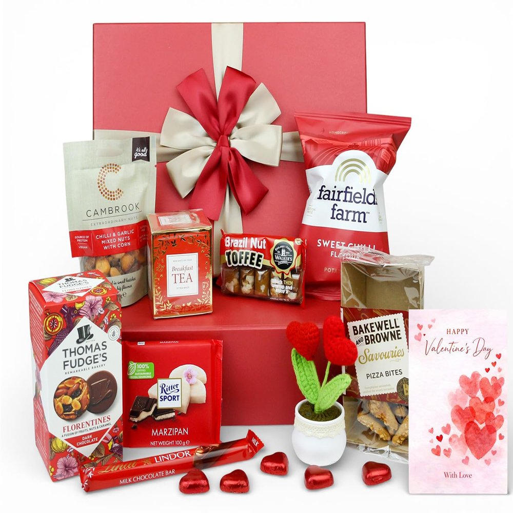 Emartbuy Premium Valentine's Day Gift Hamper Includes Biscuits Chocolate Tea Perfect for Gifting on All Special Occasions Birthdays Anniversary - Valentine's Love Special