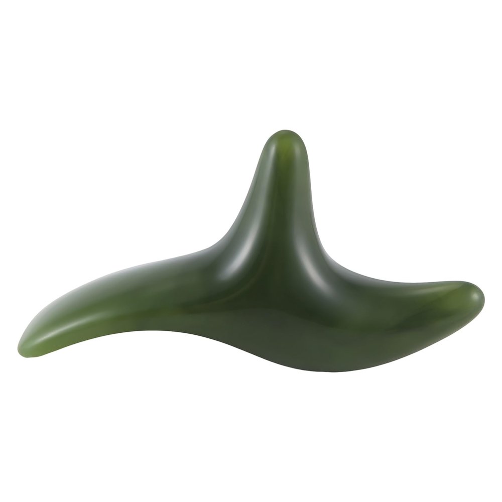 Swiixxer Natural Green Beeswax Jade Face Gua Sha Triple-Cornered Massager Board Rod Body Foot Acupoint Massage Stick Health Tool