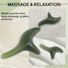 Swiixxer Natural Green Beeswax Jade Face Gua Sha Triple-Cornered Massager Board Rod Body Foot Acupoint Massage Stick Health Tool view 4