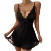 Women's Lingerie Sets Lace Sexy Lingerie for Women Soft Babydoll Lace Cup Nightwear Mesh Chemise Teddy Sleepwear Dress Women Sexy Lingerie Lace Babydoll Mesh Chemise Sleepwear Bridal Nightdress Black view 1
