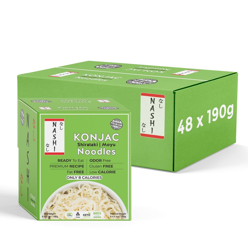 Nashi Konjac Shirataki Noodles (8190g)X 6 (Pack of 48) Odor Free, Low Calorie- Only 8 Cal & Fat Free Konjac Pasta | Vegan, Keto & Gluten Free Glucomannan, High Fibre, Low Carb Diet Friendly Noodles