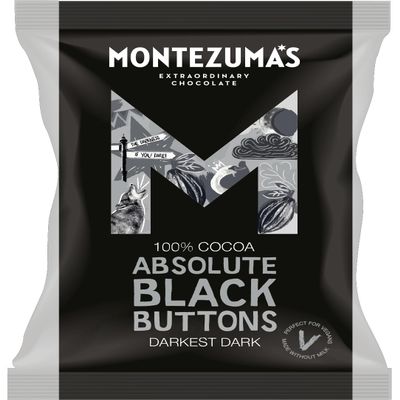 Montezuma's Absolute Black, 100% Cocoa, Darkest Dark Buttons, Gluten Free & Naturally Vegan, 120g Bag