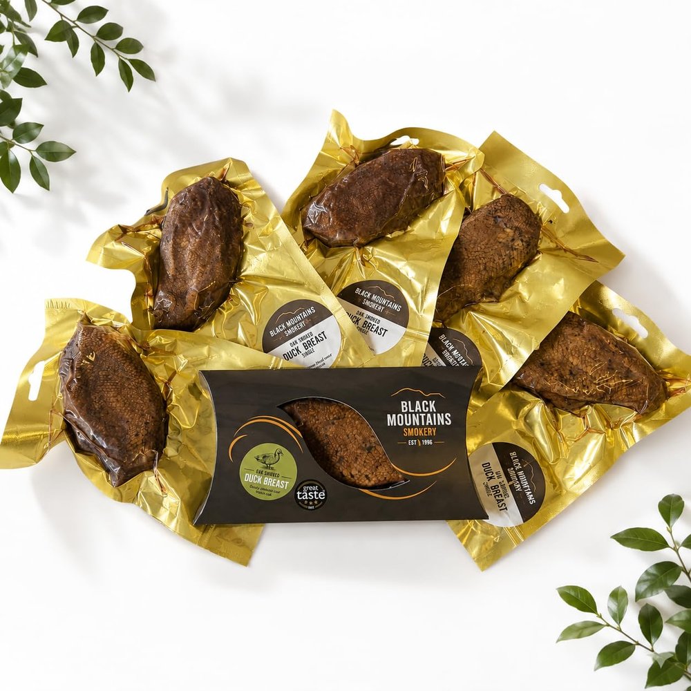 Black Mountains Smokery Artisan Smoked Duck Breast Traditional Oak Smoked, Gourmet Delicatessen, Ready to Serve, Perfect for Dinner Parties, Entertaining & Luxury Food Gifts 6 x 170g