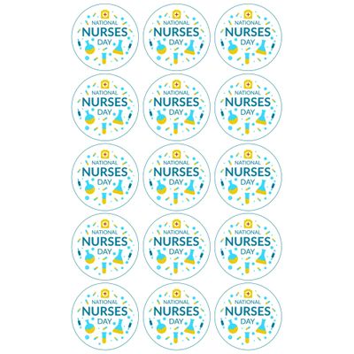 15 x National Nurses Day Design 3 - Edible Wafer or Icing Cupcake Toppers Nurse Day Party Cake Decorations Perfect For Brownies Cookies Muffins & More! (Edible Wafer Card)