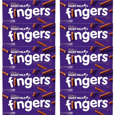 Fingers Biscuits Bundle with Fingers Milk Chocolate Biscuits 114g - 10 Pack | Crisp Biscuits Covered With Milk Chocolate (48%), Suitable For Vegetarians.