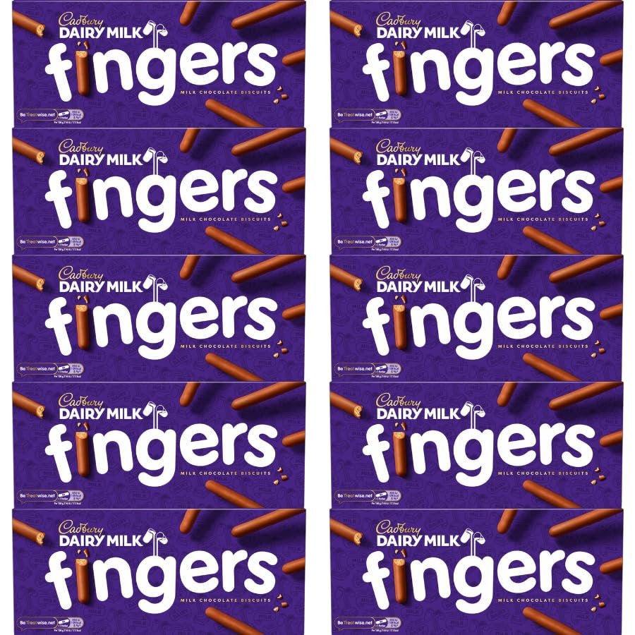 Fingers Biscuits Bundle with Fingers Milk Chocolate Biscuits 114g - 10 Pack | Crisp Biscuits Covered With Milk Chocolate (48%), Suitable For Vegetarians.